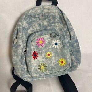 Floral Denim Mini Backpack